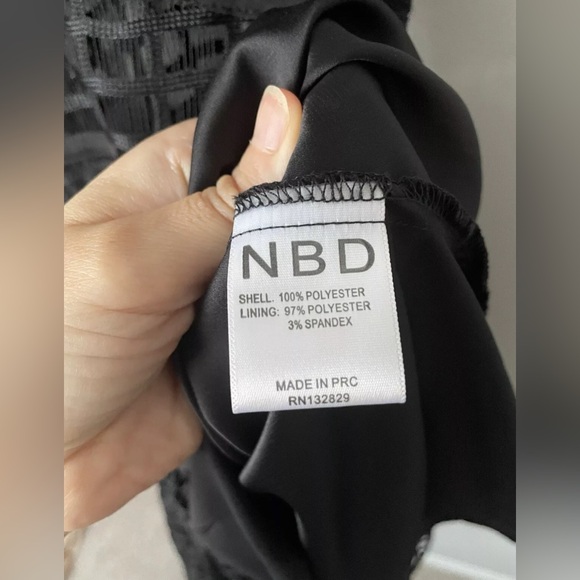 NBD Revolve Cocktail Dress in Black Semi Sheer Mesh Ruffle Sleeveless Gown S EUC - Picture 8 of 15